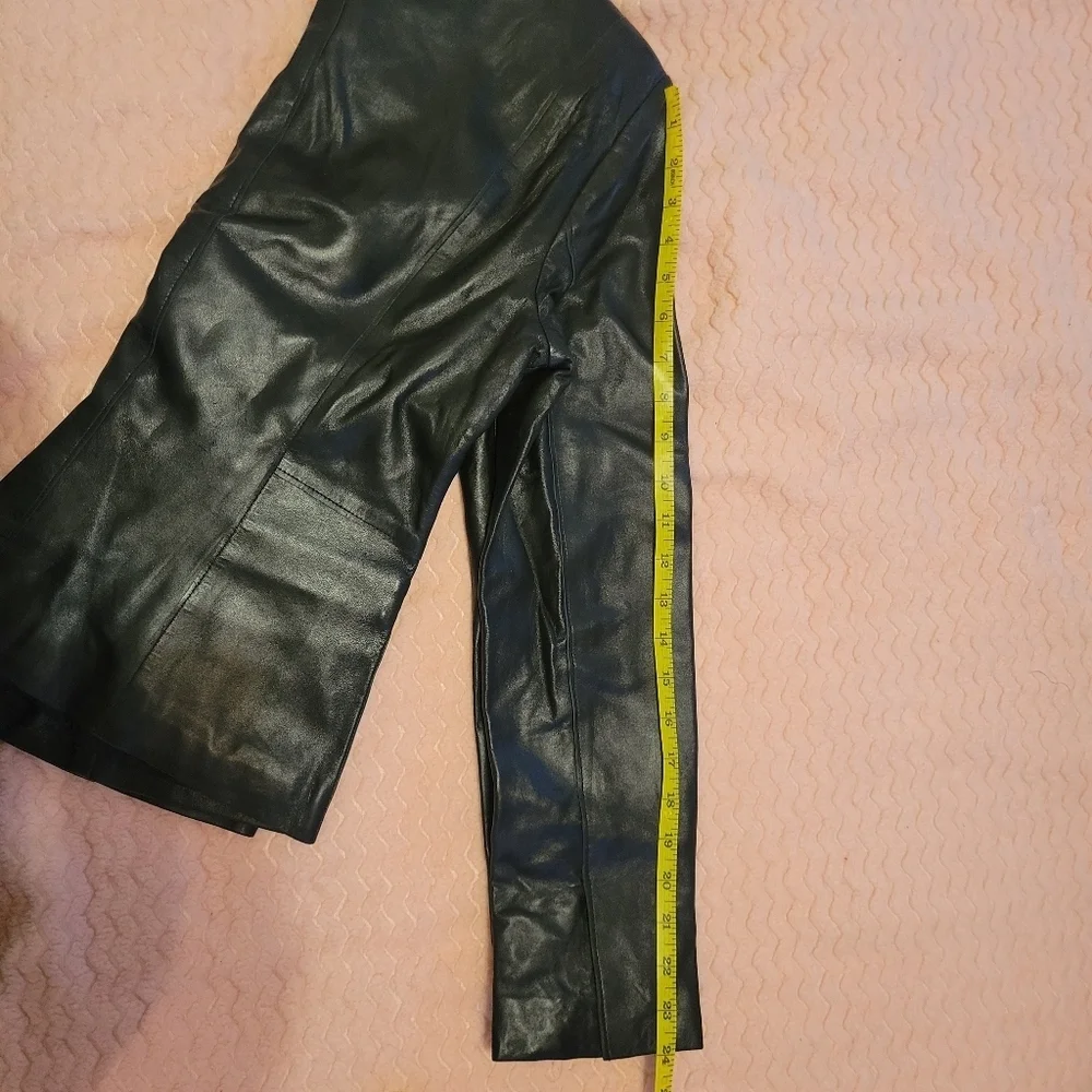 Vintage 90s Leather Jacket Size‎ 8 Black Grunge Baddie Button